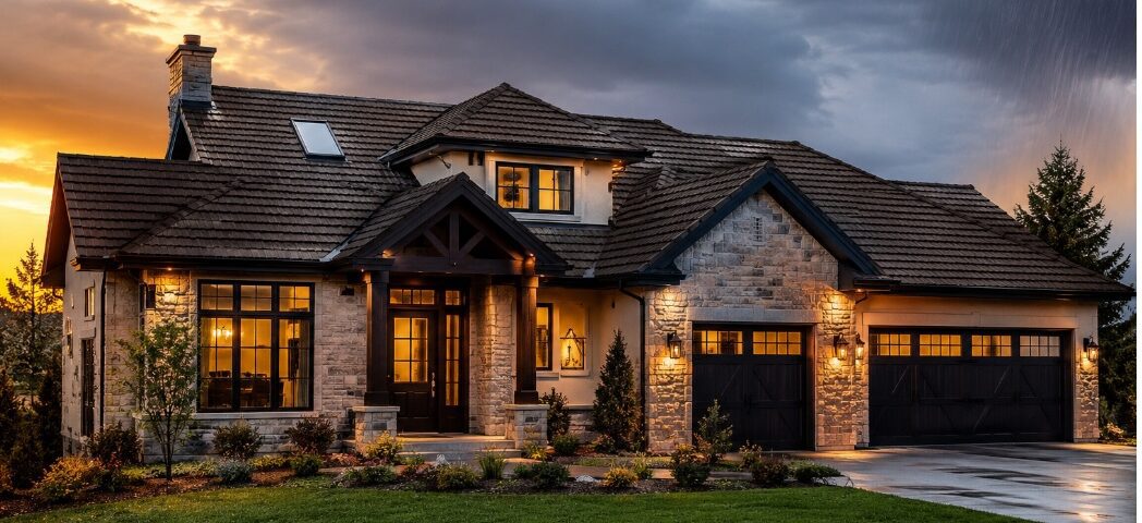 Modern home with stone-coated San Jose, CA metal roofing