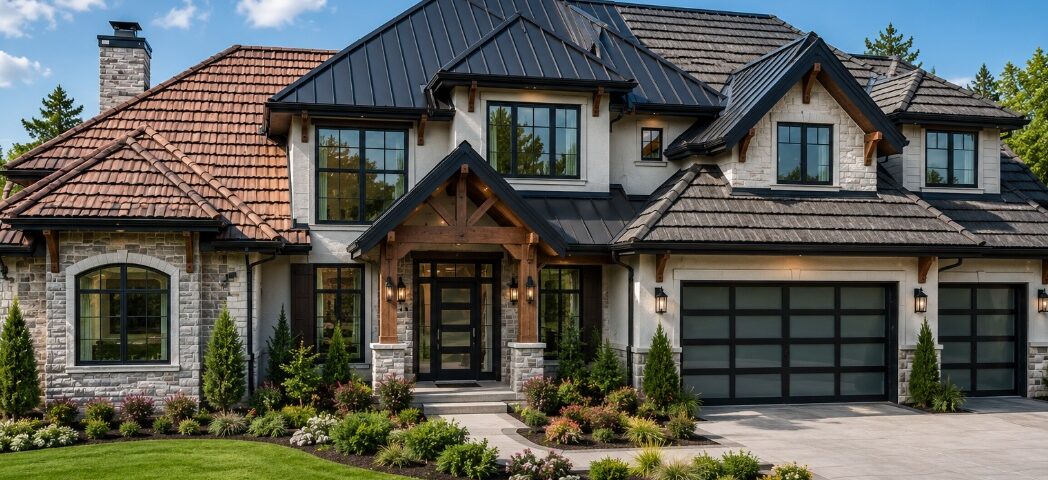 Modern luxury home with Santa Clara, CA roofing featuring sleek metal steel roof designs