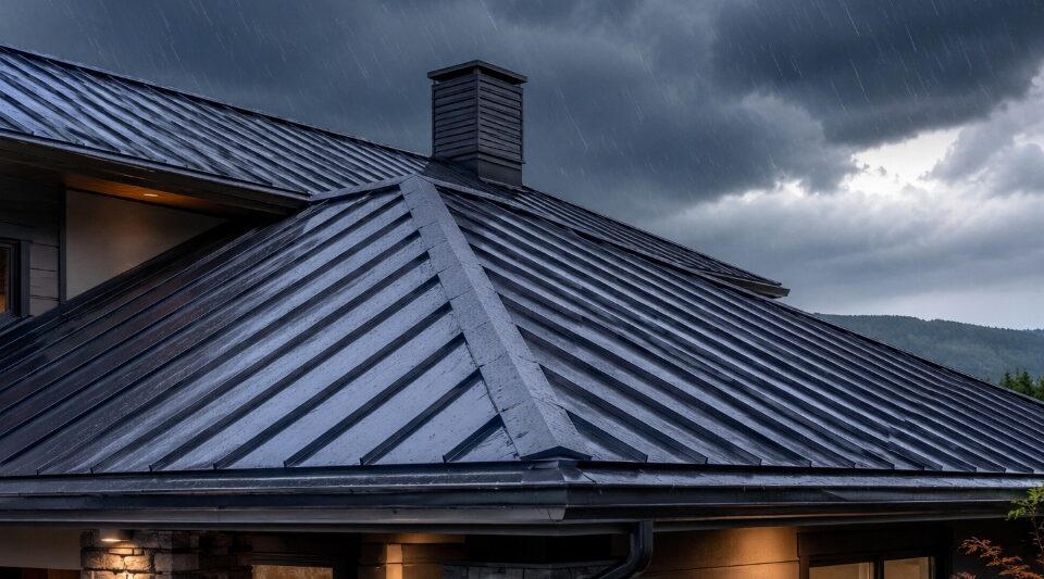 Modern metal roof protecting a home during stormy weather in Sunnyvale, CA