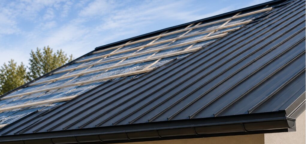 Professional roofing company installing a modern metal roof in San Jose, CA