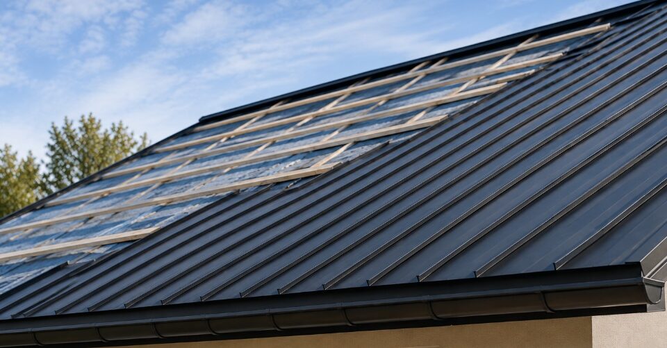 Professional roofing company installing a modern metal roof in San Jose, CA
