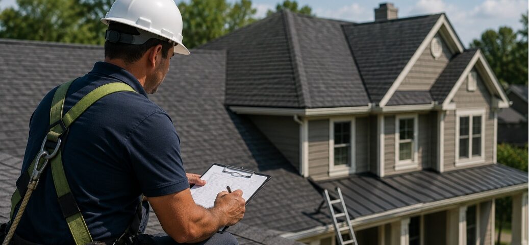 Professional Sunnyvale, CA roofing company inspecting a residential roof