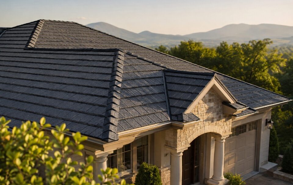 San Jose, CA roofing with a durable stone-coated metal roof on a modern home.