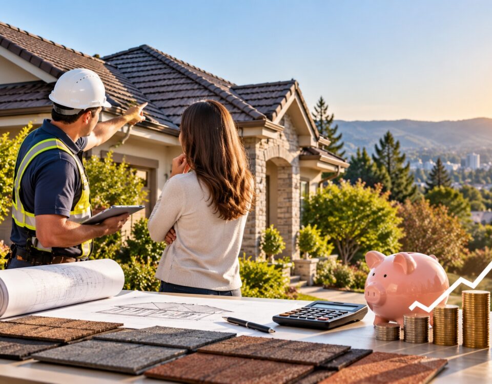 San Jose, CA roofing consultation showing a homeowner reviewing roof options
